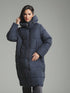 Damen Jacke Winter Oversize mit Kapuze – Gepolstert, Lang Maschinenwaschbar